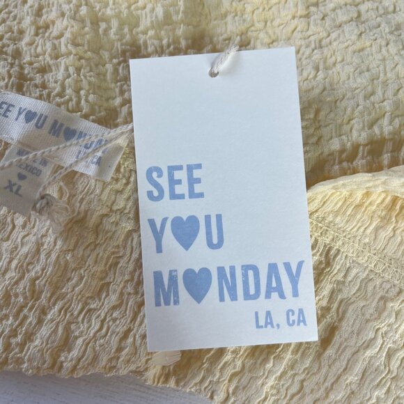 See You Monday Textured Sleeveless Shirt Top Womens XL Yellow New - Picture 8 of 8